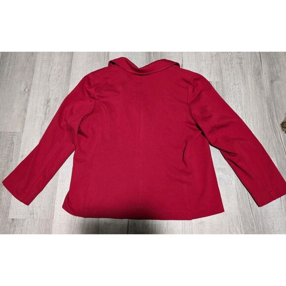 Chico’s Pea Coat Red Faux Fur Removable Collar Size 3 Large - Picture 9 of 13